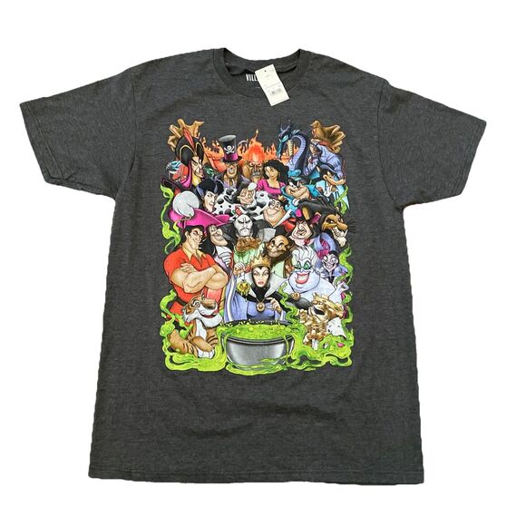 Disney Halloween Villains Men's T-Shirt Gray Graphic Print Size Large NWT - Picture 1 of 7